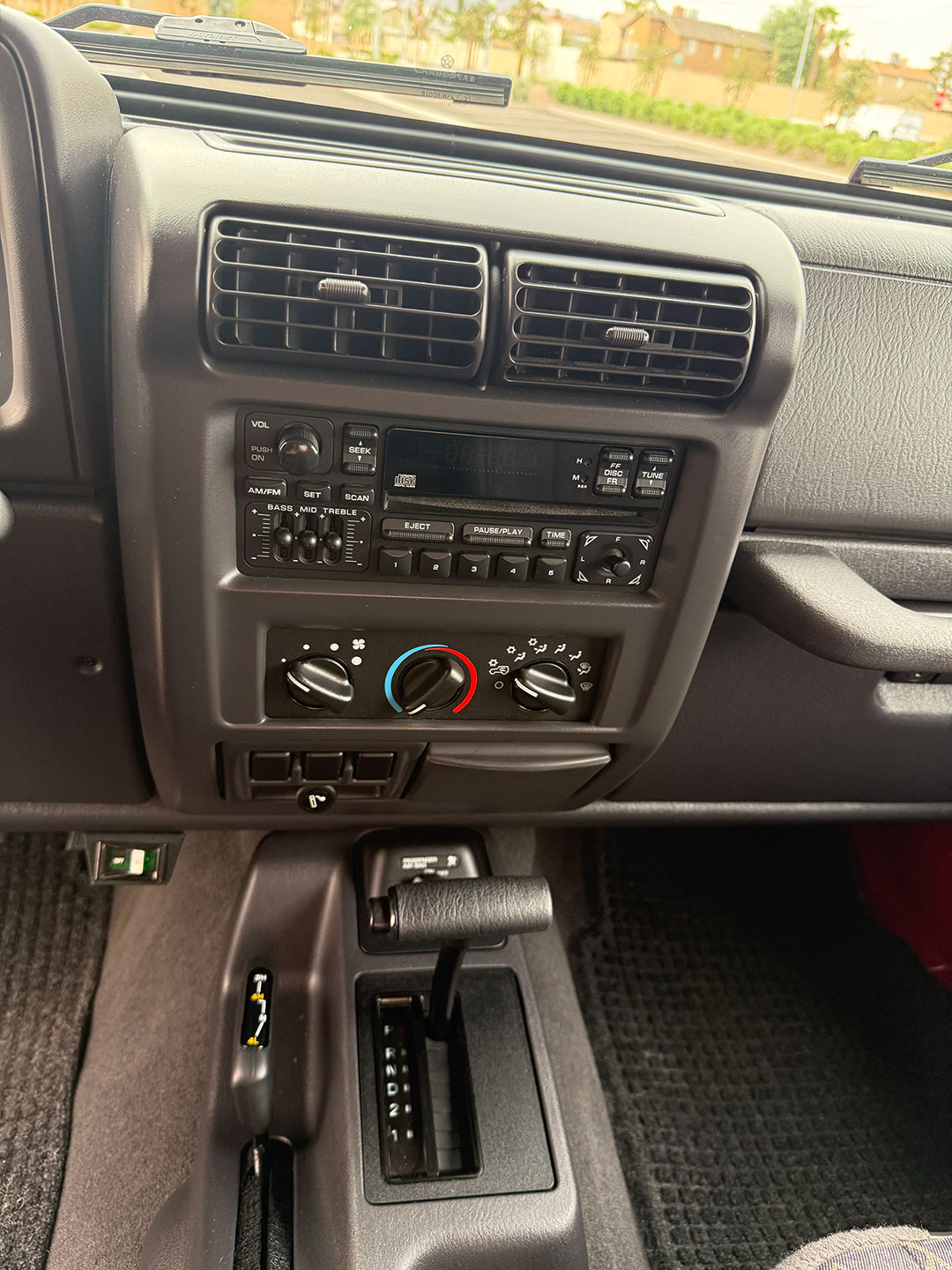 Close up center console